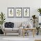 Stupell Industries Vintage Plant Studies over Stripes 3 Piece Black Framed Giclee Art Set, design by Corinne Haig